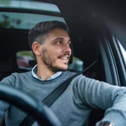 Man driving a car